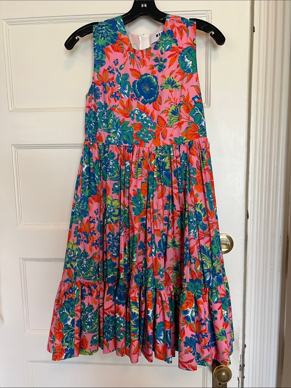 MSGM Pink Floral Swing Dress